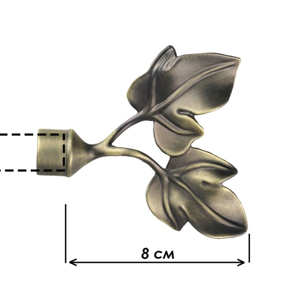 Наконечник "Листья", Золото антик , Ø16мм