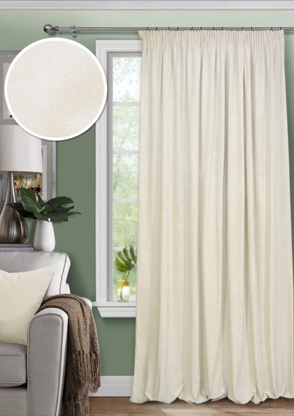 Штора на тесьме 200х270 Pudra с подхватом цвет экрю