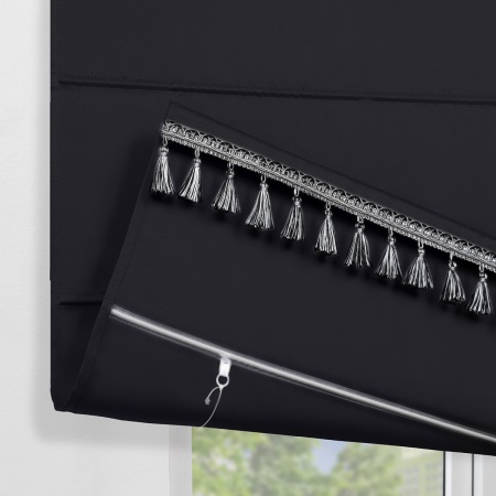 Римская штора с бахромой, Фортуна Blackout на ВМ, цвет черный