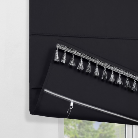 Римская штора с бахромой, Флавия Blackout на цепочном механизме, цвет черный