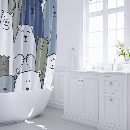 Шторка для ванной 180х200 см Fixsen Bear без колец