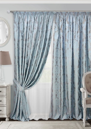 Комплект штор на тесьме "Vera" 2 шторы 200х270, тюль 450х270 голубой