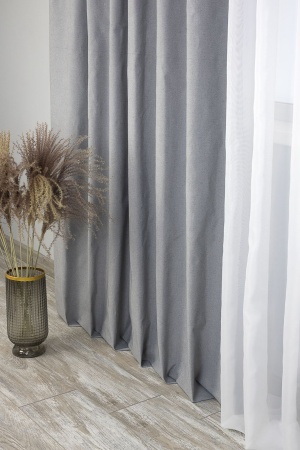 Портьера на тесьме "Лисса", 200х260 цвет темно-серый