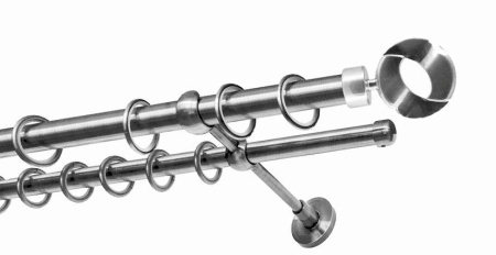 Карниз 2-х рядный гладкий ∅20/16мм, сталь, 400 см, Мебиус