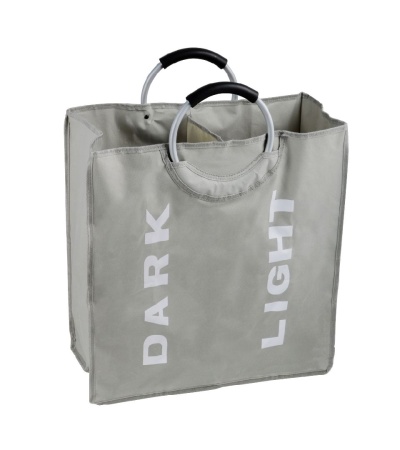 Корзина для белья с алюминиевыми ручками, серая, 58л