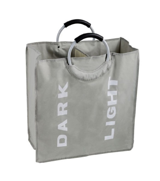 Корзина для белья с алюминиевыми ручками, серая, 58л