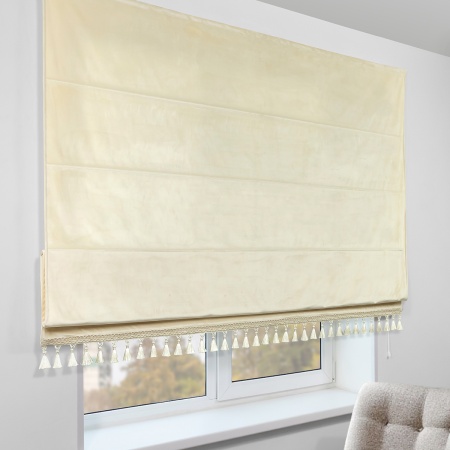 Римская штора с бахромой, Кисть цвет ванильный