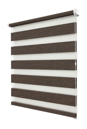 Рулонные шторы день ночь Канзас цвет тёмно-каштановый