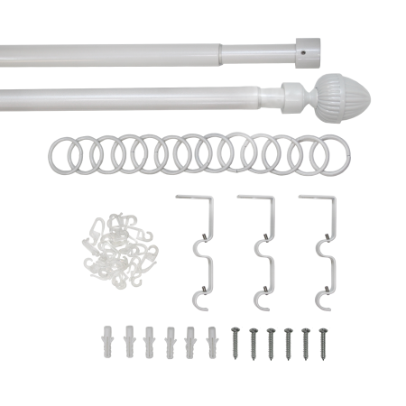 Карниз телескопический двухрядный, металл, Наконечник Орех, Жемчуг, 160-320см
