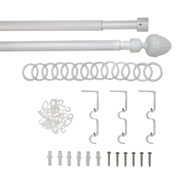 Карниз телескопический двухрядный, металл, Наконечник Орех, Жемчуг, 160-320см