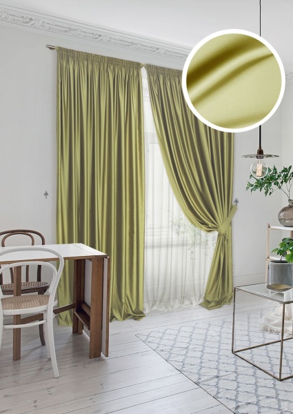 Комплект штор "Lindor-SH" 2 шт 220х270, тюль 450х270 зеленый