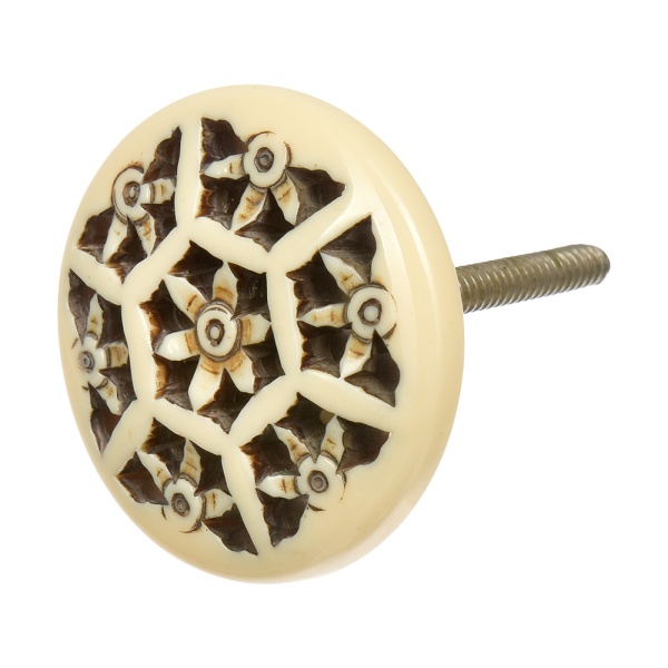 Ручки керамические для мебели Слоновая кость цвет бежевый (6 шт)