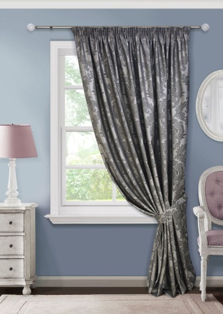 Штора на тесьме 220х270 см Vera с подхватом цвет темно-серый