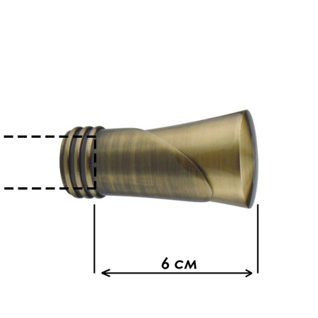 Наконечник "Конус текстурный", Золото антик , Ø16мм