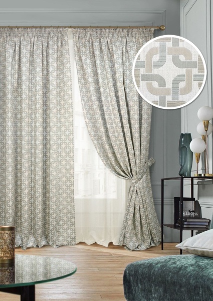 Комплект штор на тесьме "Bernard" 2 шт 200х270, тюль 450х270 серо-бежевый