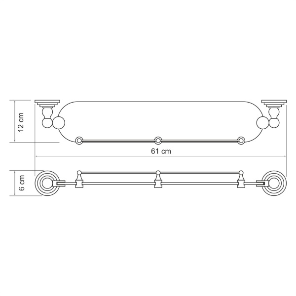 Полка стеклянная с бортиком Ammer K-7044