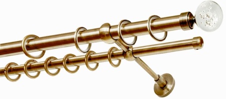 Карниз 2-х рядный гладкий ∅20/16мм, латунь, 400 см, ШарГелий