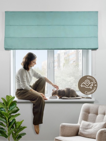 Римская штора Шанталь блеск на веревочном механизме бирюзовый