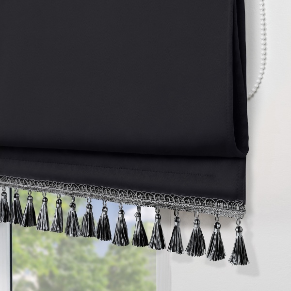 Римская штора с бахромой, Флавия Blackout на ЦМ, цвет черный