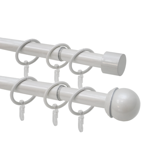 Карниз телескопический двухрядный, металл, Классика, Жемчуг, 160-320см.