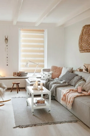 Рулонные шторы день ночь Канзас цвет персиковый