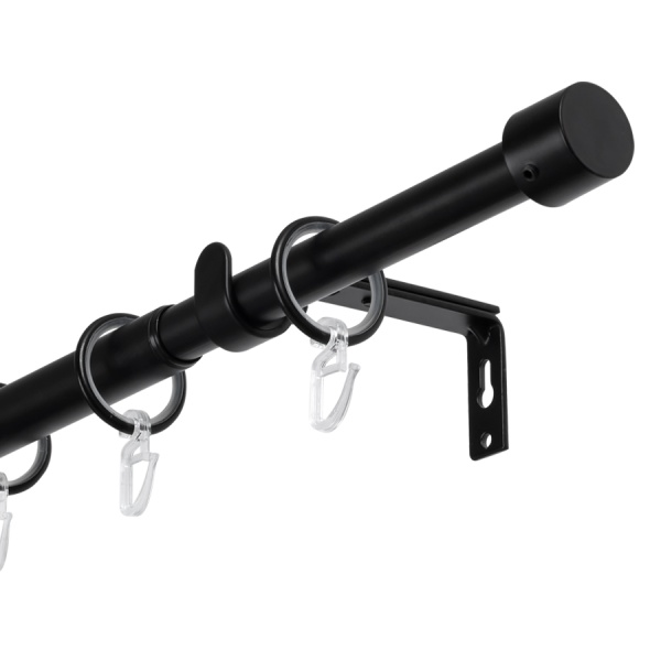 Карниз для штор, от 96 до 360 см сборный, телескопический, диаметр 16/19 мм, черный