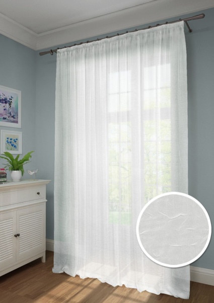 Тюль на тесьме 450х275 см Cresh - XL цвет белый