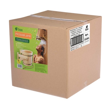 Русский душ 20 л, обливное устройство c пластиковой вставкой и наливным клапаном, липа "Банные штучки"