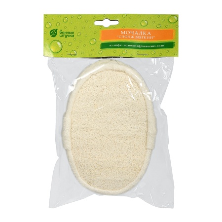 Мочалка из люфы, спонж мягкий с хлопком, 11х15х5 см, medium, для бани и сауны "Банные штучки"