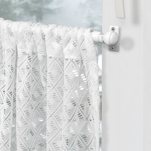 Комплект Шторы-Кафе с помпонами, размер 120х65 см, 2 шт, цвет белый