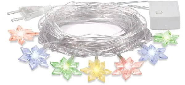 Электрогирлянда светодиодная Vegas Цветочки мультиколор 10 м