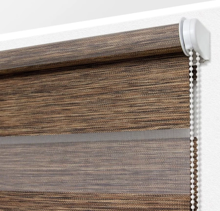 Рулонные шторы день ночь Канзас цвет каштановый