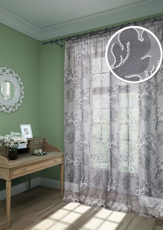 Тюль на тесьме 150х280 см Plumage цвет строгий серый Тюль на тесьме 150х280 см Plumage цвет строгий серый