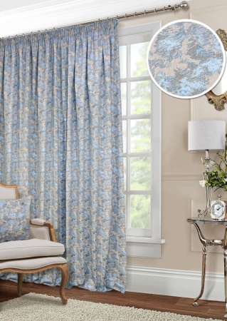 Портьера на тесьме "Fog"  200х270 см светло-синий