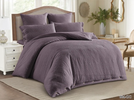 Постельное белье Евро Cleo Organic Cotton цвет серо-бордовый