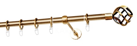 Карниз однорядный гладкий ∅16мм, латунь, 400 см, Глобо Карниз однорядный гладкий ∅16мм, латунь, 400 см, Глобо