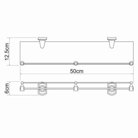 Полка стеклянная с бортиком Oder K-3044
