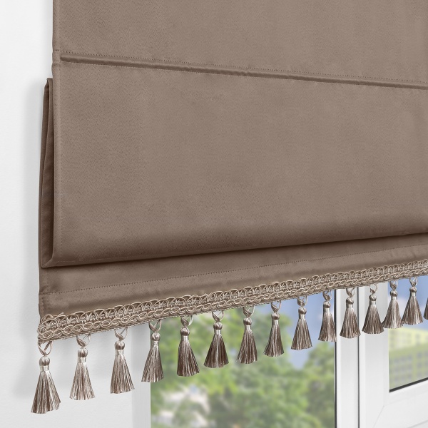 Римская штора с бахромой, Фортуна Blackout на ВМ, цвет бежевый