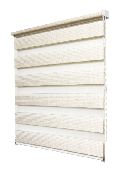 Рулонные шторы день ночь УЮТ Люрекс цвет сливочный