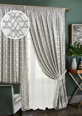 Комплект штор на тесьме "Almaz" 2 шторы 200х270, тюль 450х270 серый