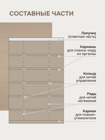 Римская штора БЕЗ КАРНИЗА, Шанталь Блеск золотистый
