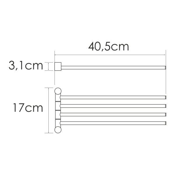 Держатель полотенец четверной K-1034NICKEL 