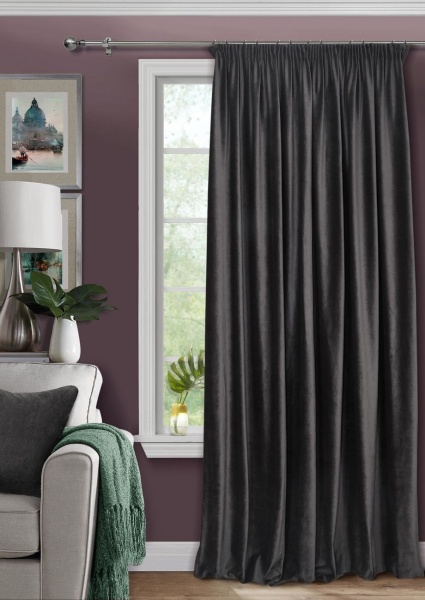 Штора на тесьме 200х270 Pudra с подхватом цвет темно-серый