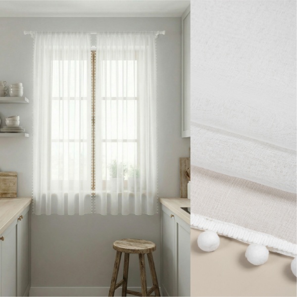 Комплект Тюль Солито 146x175, 2 шт, с бахромой, белый