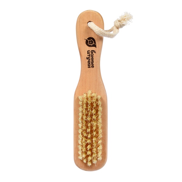Щетка деревянная двусторонняя, с пемзой, 18 см, для бани и сауны "Банные штучки"