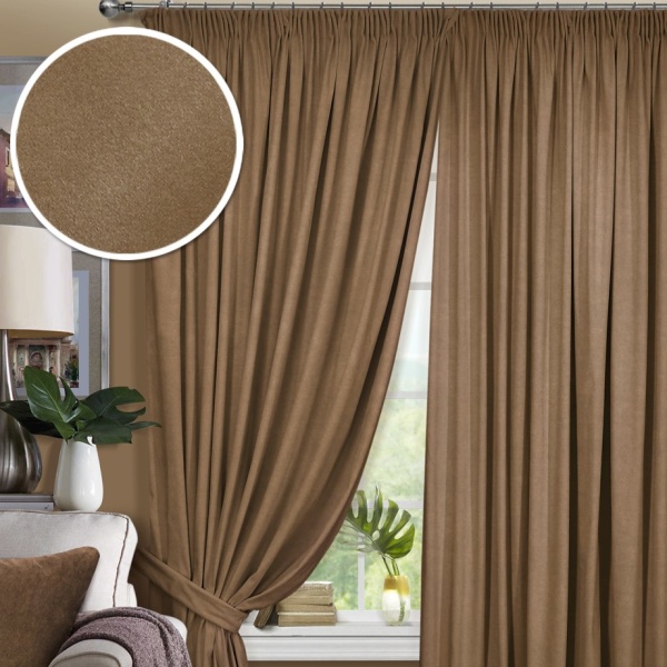 Комплект штор на тесьме "Pudra" 200х270 светло-коричневый