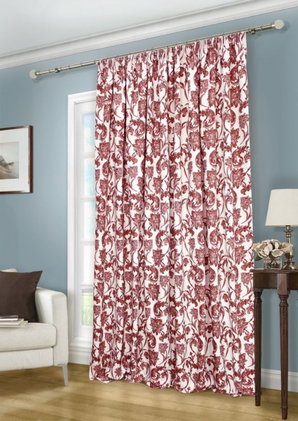 Штора на тесьме, "Ramo" 296х270 красный