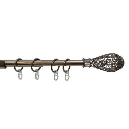 Карниз телескопический однорядный, металл, Кружево, Коньяк, 160-320см