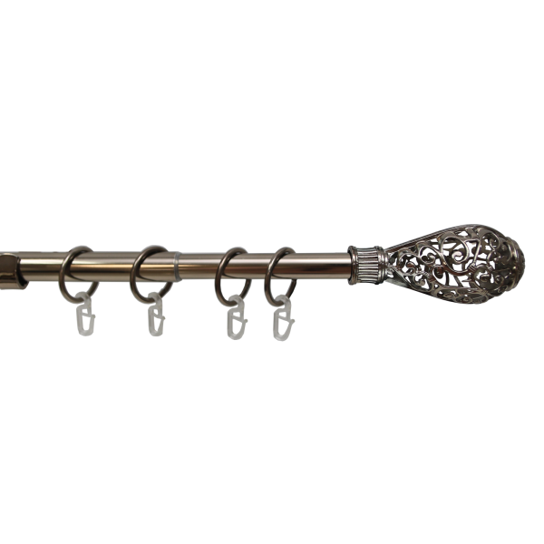 Карниз телескопический однорядный, металл, Кружево, Коньяк, 160-320см Карниз телескопический однорядный, металл, Кружево, Коньяк, 160-320см