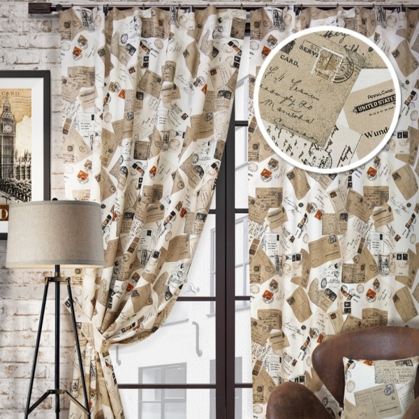 Комплект штор 136х270 см Postcard 2 шторы 2 подхвата